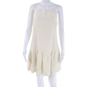 Three Graces London Women's Spaghetti Straps Tiered Mini Dress Beige Size 8